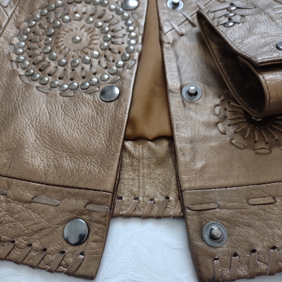 Studded leather Limited Edition jacket southwestern motif embellished - Picture 7 of 13